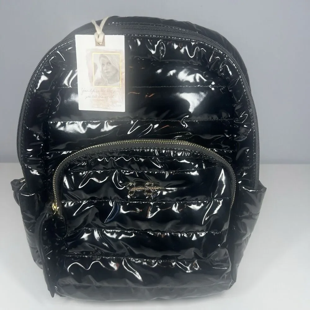 Jessica Simpson Womens Backpack Black Puffer Quilt Meteorite Portia Backpack NWT